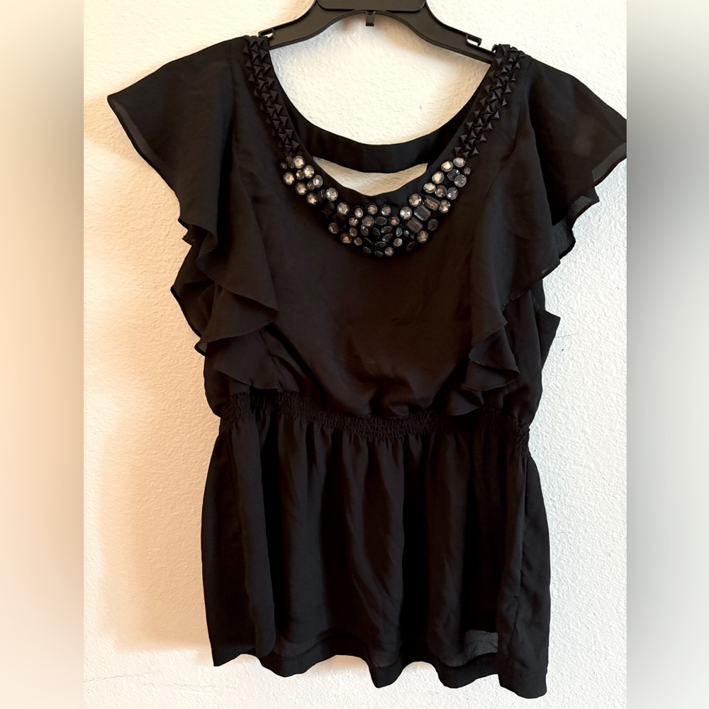 Black Embellished Women's Blouse